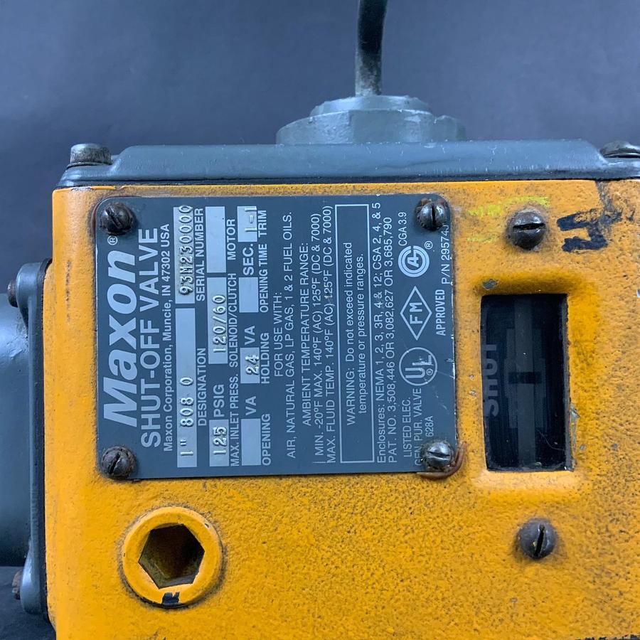 Used MAXON 1” 125 PSIG SHUT-OFF VALVE ($400 OBO)