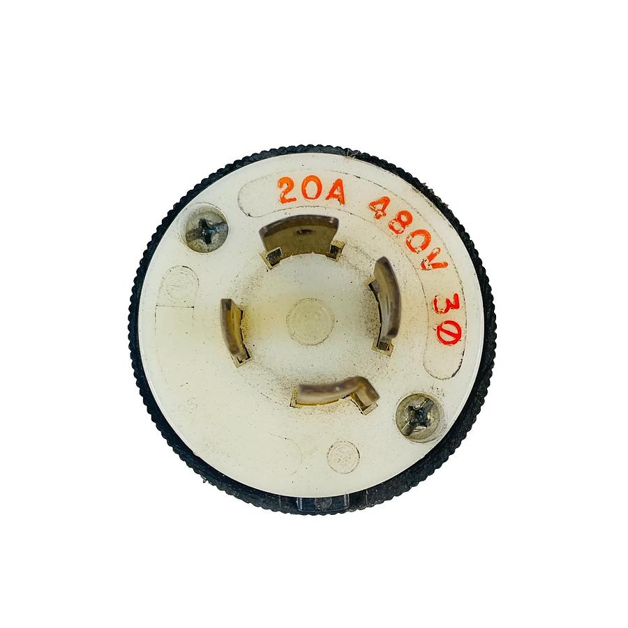 Used HUBBELL HBL2431 TWIST LOCK MALE PLUG 20A 480V REFURBISHED EXCELLENT