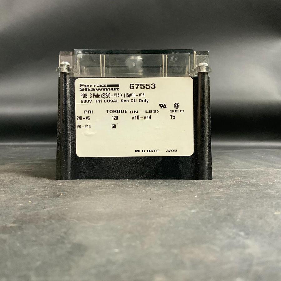 Used FERRAZ SHAWMUT 67553 POWER DIS. BLOCK ($40 OBO)