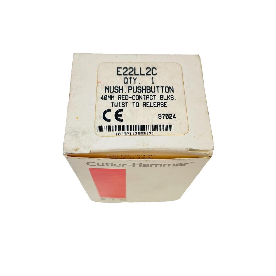 Used CUTLER HAMMER E22LL2C MUSHROOM PUSHBUTTON RED 40MM TWIST TO RELEASE NEW OPEN BOX
