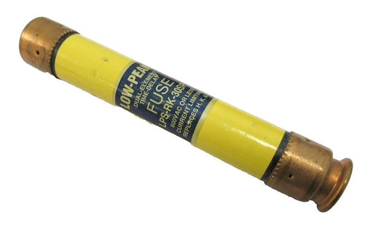 Used Bussmann LPS-RK-30SP Low-Peak Fuse 30A Class RK1 Current Limiting 600V AC 300V