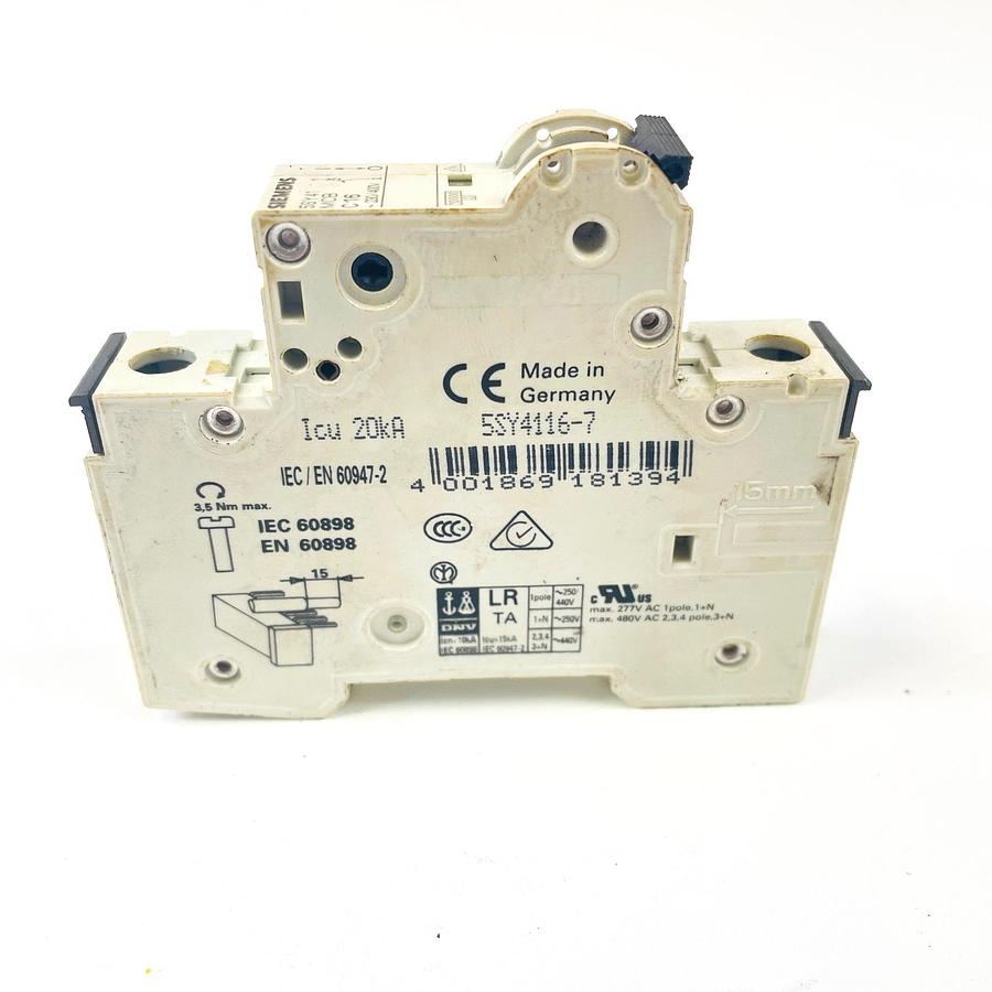 Used SIEMENS 5SY4116-7 CIRCUIT BREAKER 230/400V MINIATURE MCB INDUSTRIAL
