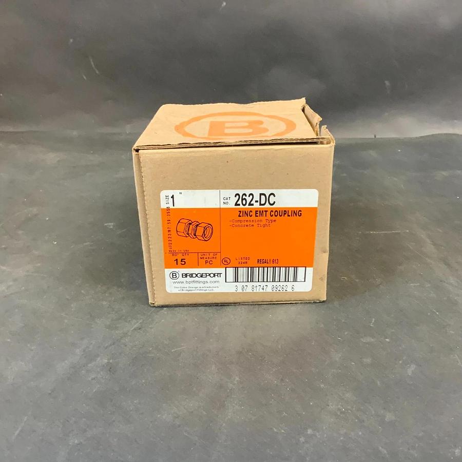 BRIDGEPORT 262-DC 1” ZINC EMT COUPLING - BOX OF 10 ($10 OBO)