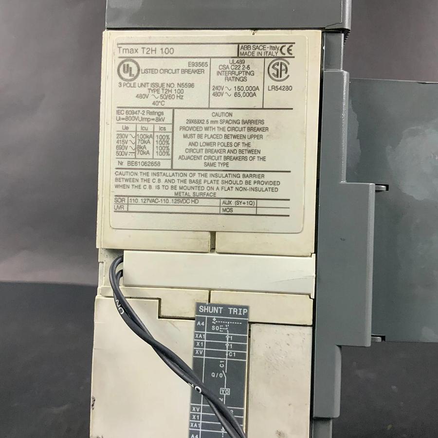 Used ABB TMAX T2H100 SWITCH CIRCUIT BREAKER ($60 OBO)