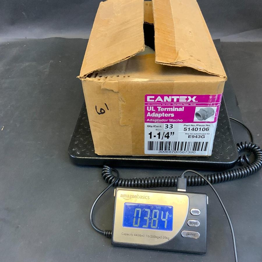Used CANTEX 5140106 1-1/4” TERMINAL ADAPTER - BOX OF 33 ($30 OBO)
