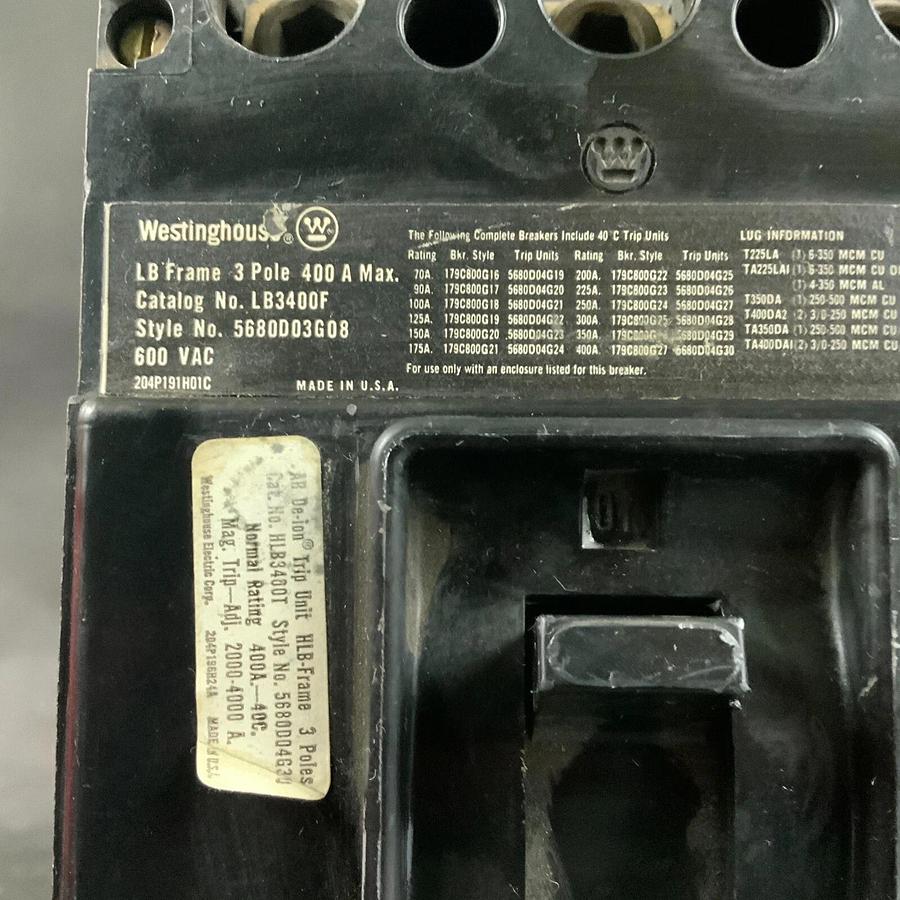 Used WESTINGHOUSE LB3400F CIRCUIT BREAKER ($125 OBO)