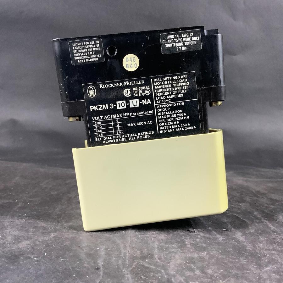 Used MOELLER PKZM3-10-U-NA CIRCUIT BREAKER - WITH HI22-PKZM3 AUX CONTACT ($35 OBO)