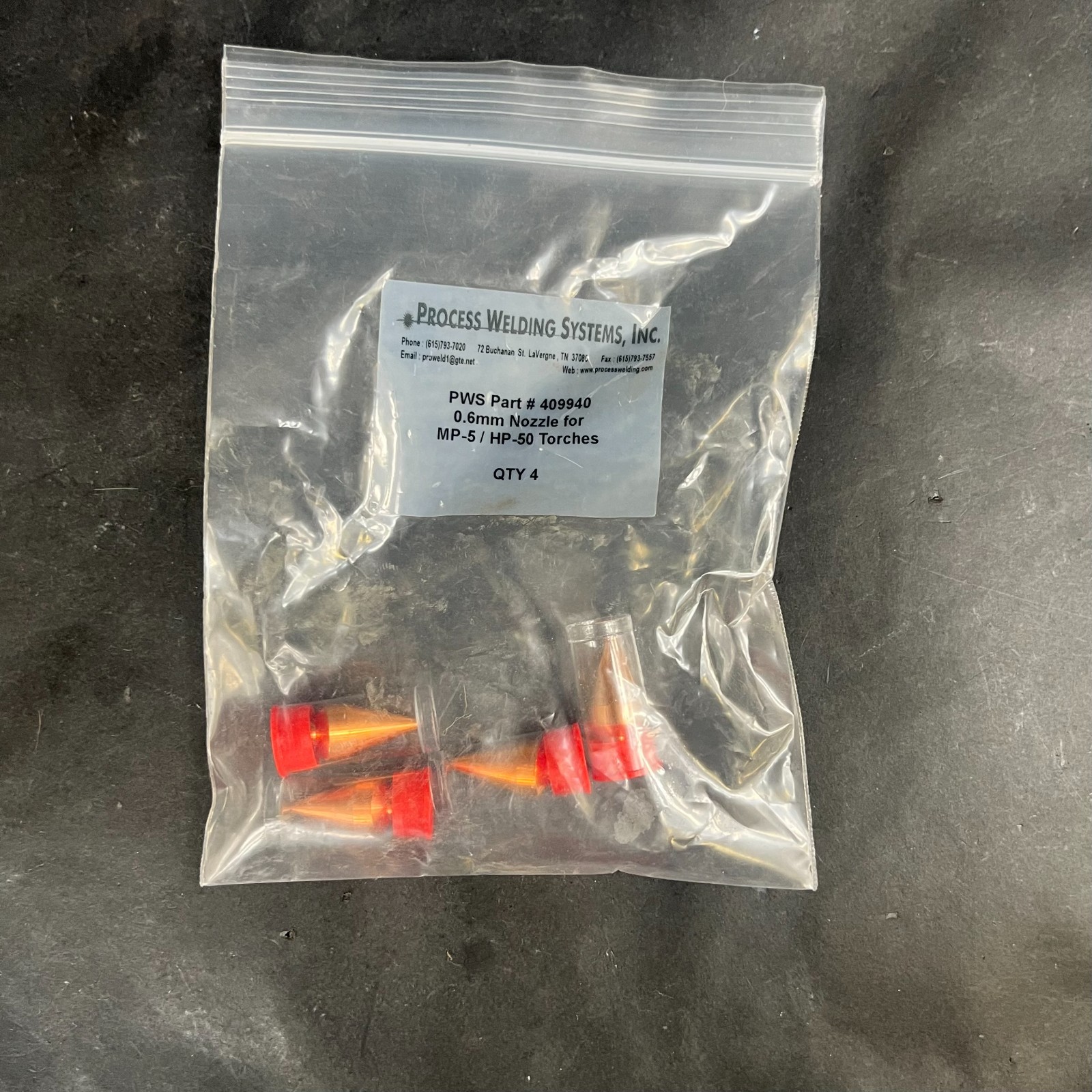 Used PROCESS WELDING SYSTEMS 409940 NOZZLES - SET OF 4 ($20 OBO)