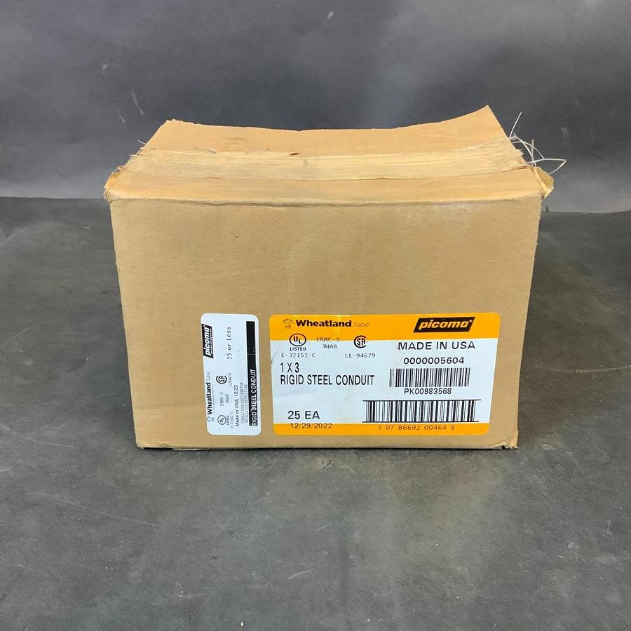 PICOMA WHEATLAND 5604 1X3 RIGID STEEL CONDUIT NIPPLE - BOX OF 25 ($45 OBO)