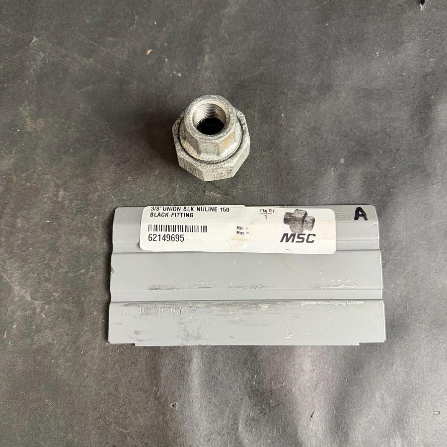 Used MSC 3/8” UNION BLACK FITTING