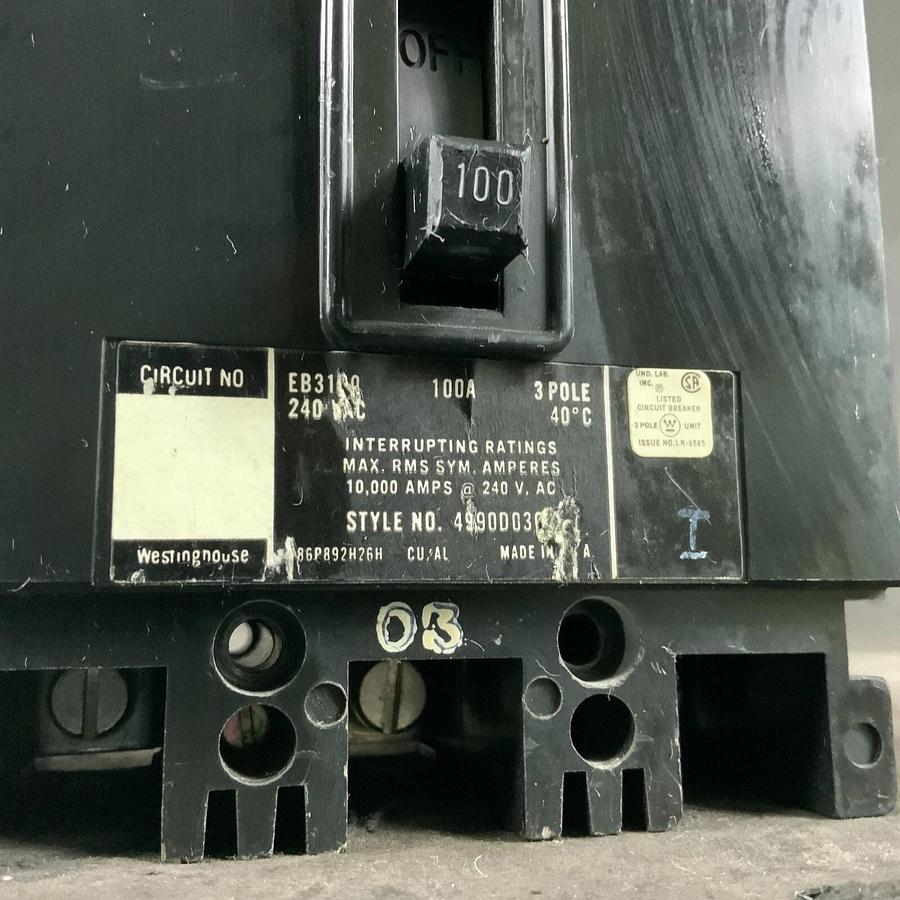 Used WESTINGHOUSE EB3100 CIRCUIT BREAKER ($50 OBO)