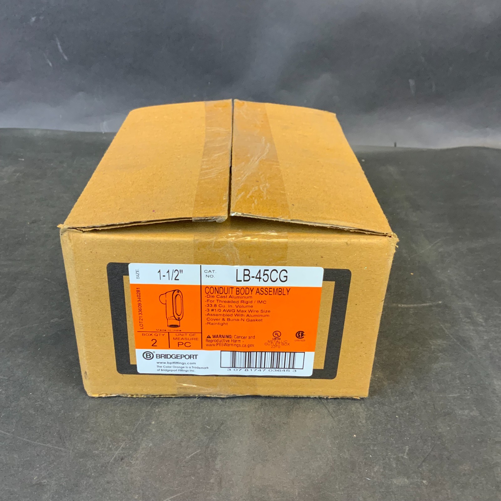 Used BRIDGEPORT LB-45CG 1-1/2” CONDUIT BODY ASSEMBLY - BOX OF 2 ($30 OBO)