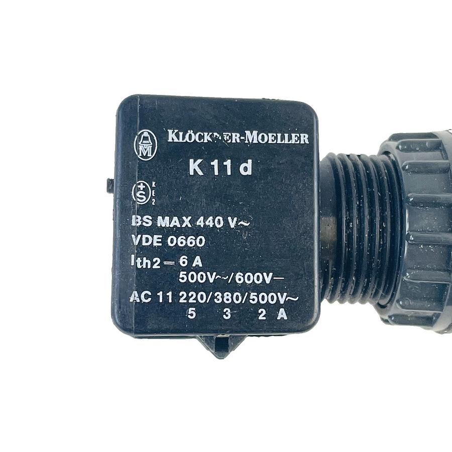 Used KLOCKNER MOELLER K 11 D ROTARY SELECTOR SWITCH 2-POS I-0 6A CONTACT BLOCK