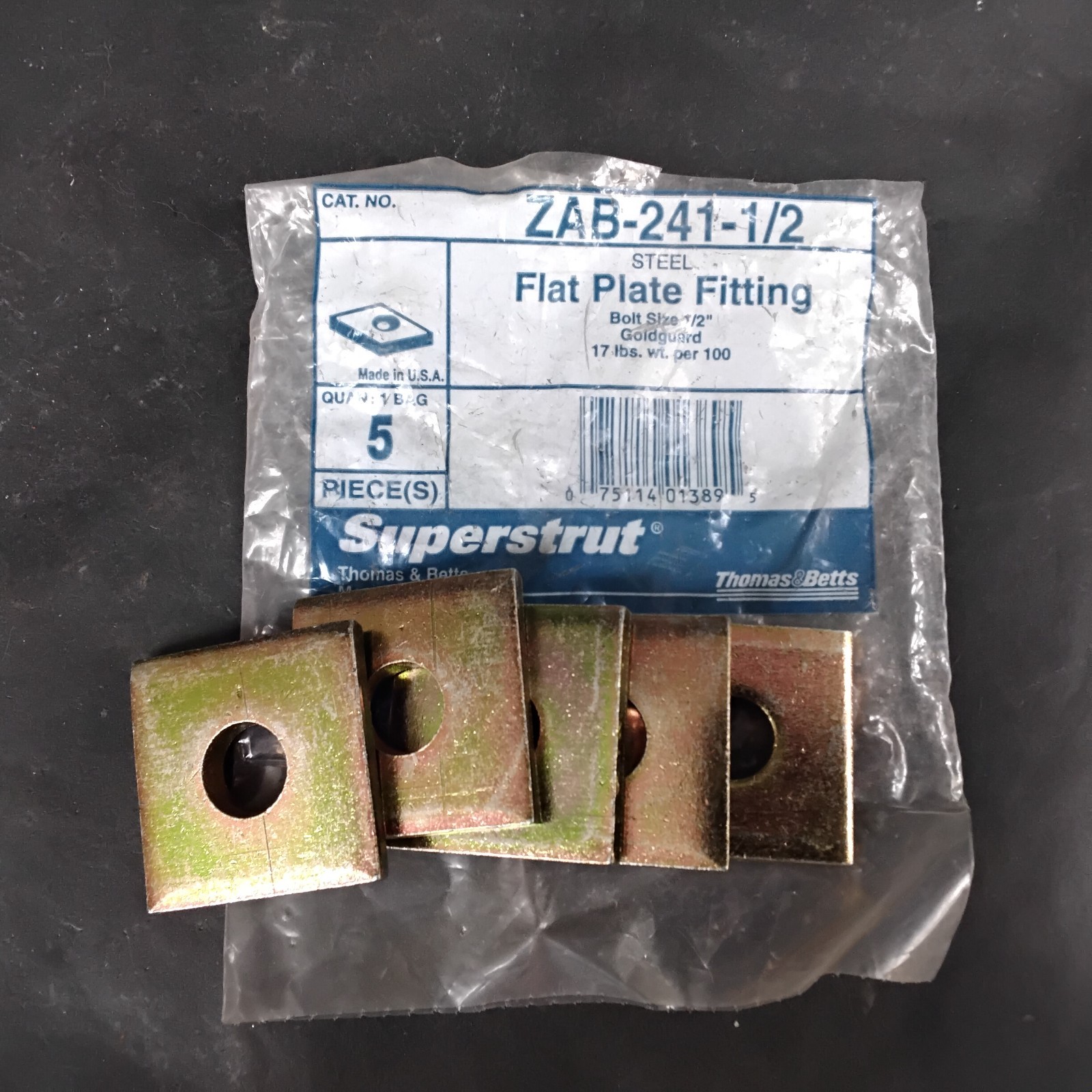 Used SUPERSTRUT ZAB-241-1/2 FLAT PLATE FITTING - GROUP OF 5 ($12 OBO)