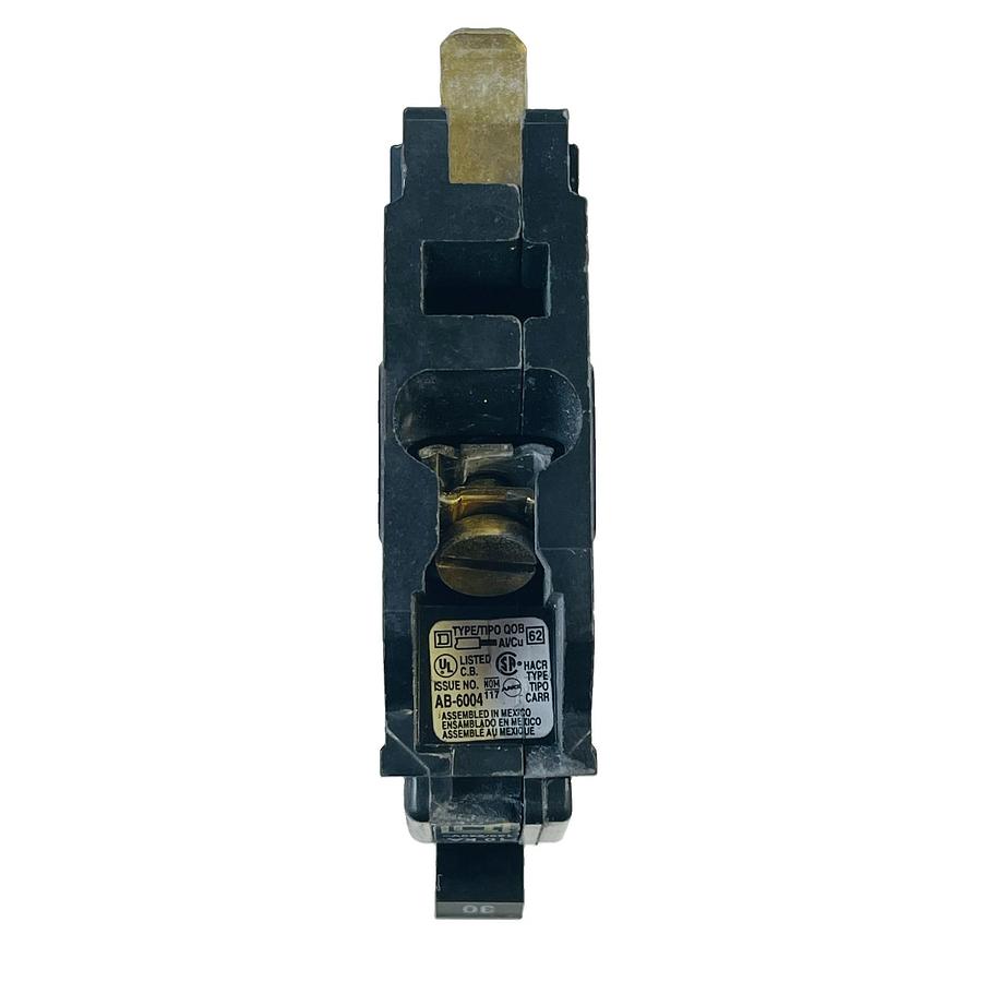 Used SQUARE D QOB130 30A 1-POLE 120/240V 10KA BOLT-ON CIRCUIT BREAKER HACR TYPE