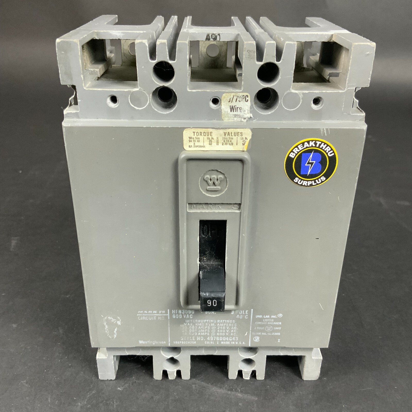 Used WESTINGHOUSE HFB3090 CIRCUIT BREAKER ($20 OBO)