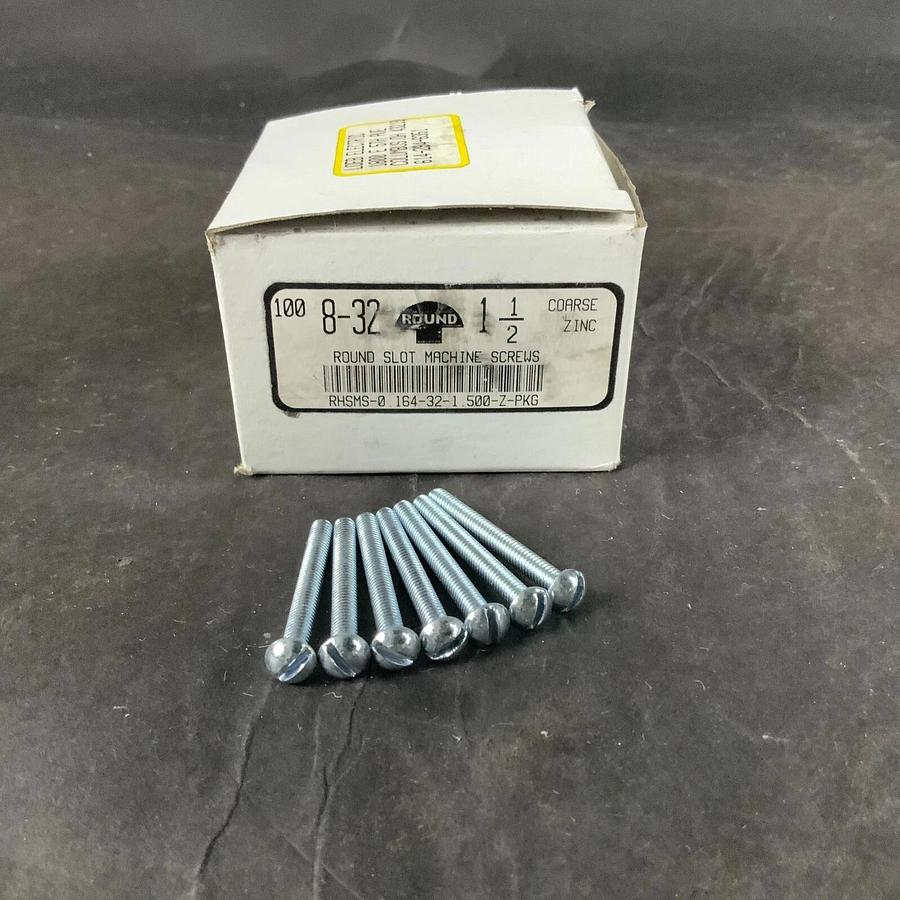 Used UNISTRUT #8-32 1.5" ROUND HEAD SLOT MACHINE SCREWS - BOX OF 100 ($10 OBO)