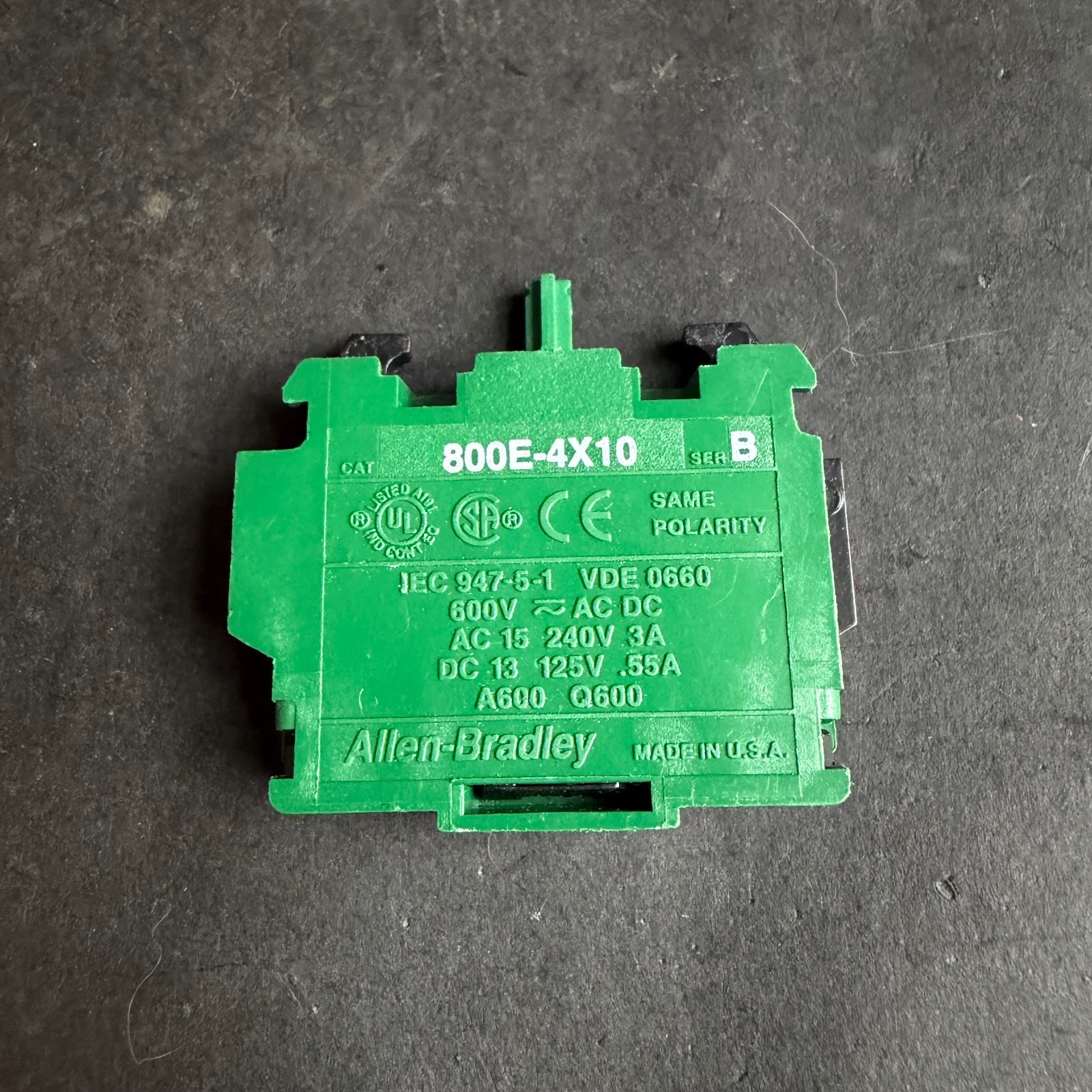 Used ALLEN BRADLEY 800E-4X10 SER. B CONTACT BLOCK ($10 OBO)