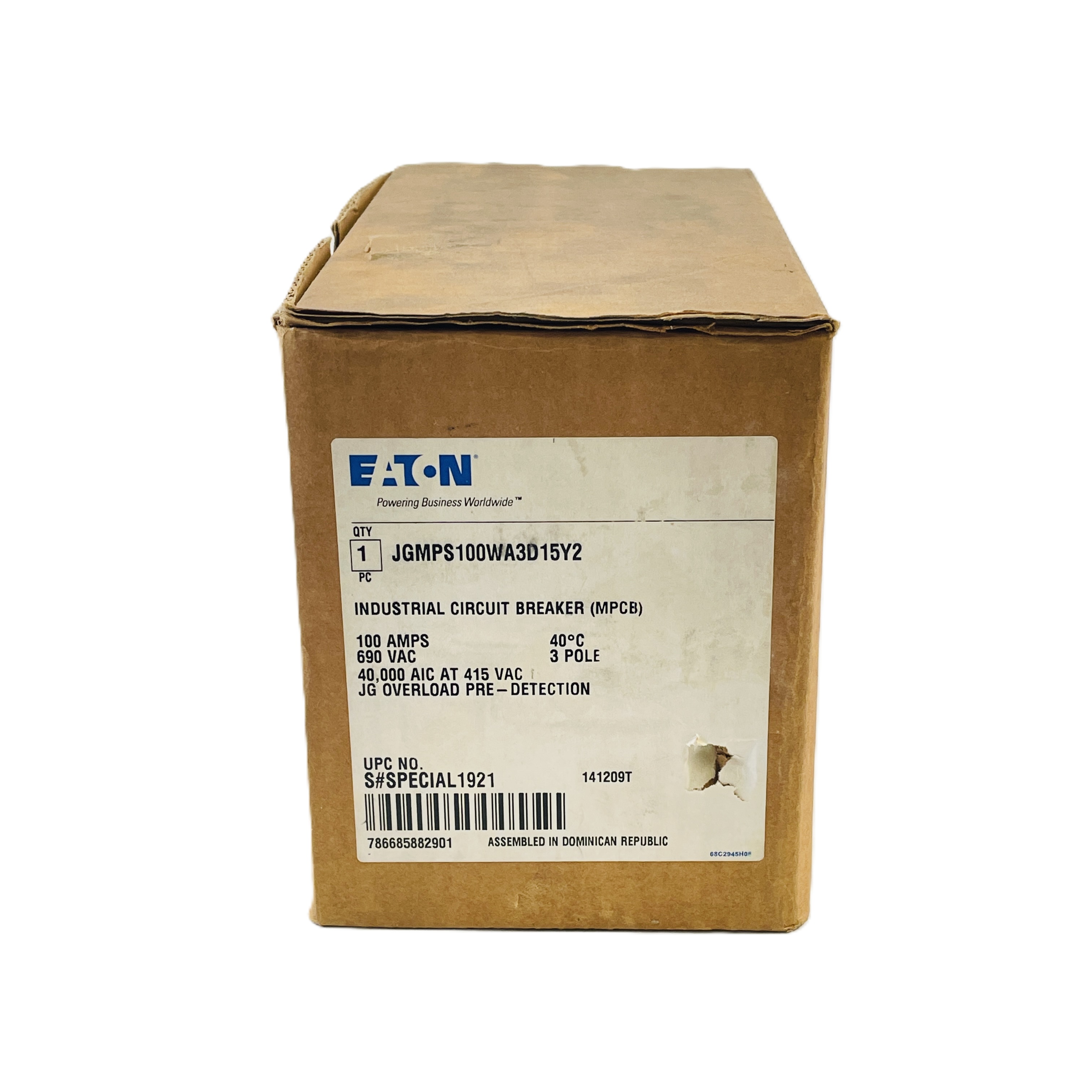 Refurbished EATON JGMPS100WA3D15Y2 MOTOR PROTECTION CIRCUIT BREAKER 3 POLE 100A 690V