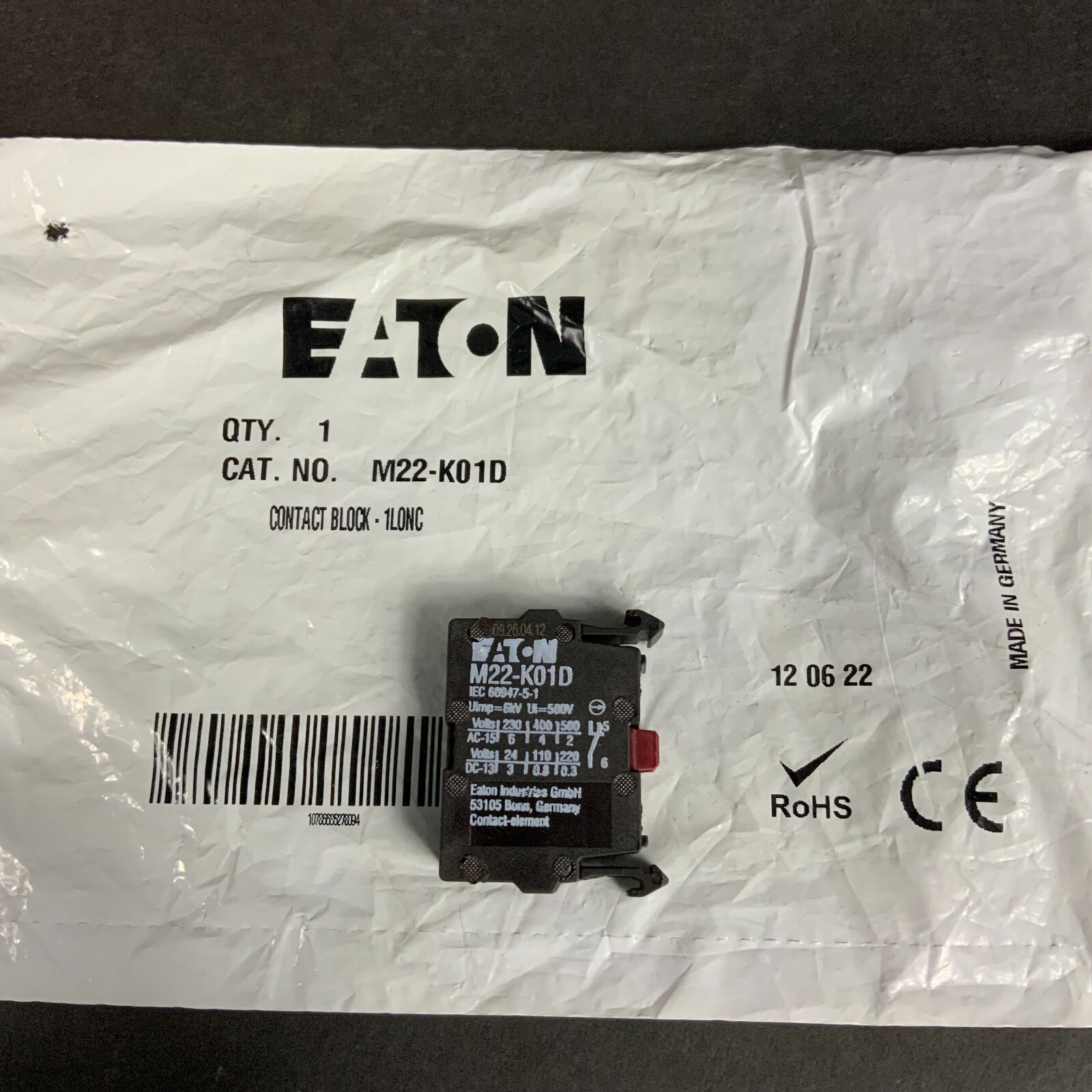 EATON M22-K01D CONTACT BLOCK - NEW ($14 OBO)