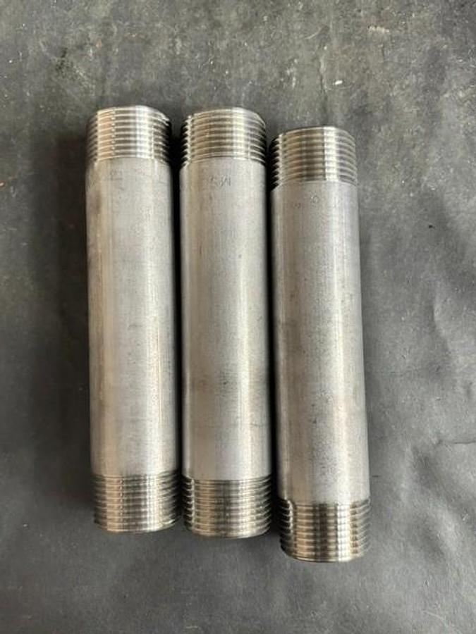 Used MST 1X6 304 THREADED BARREL PIPE NIPPLES - GROUP OF 3
