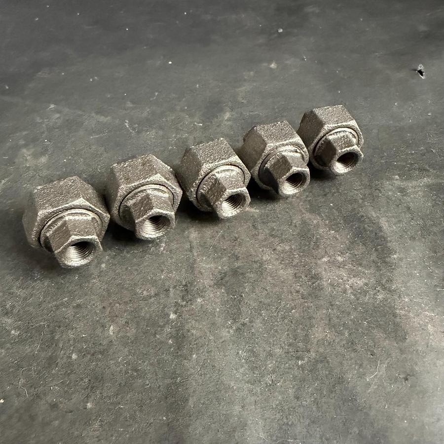 Used MSC 1/8” UNION BLK FITTING - SET OF 5