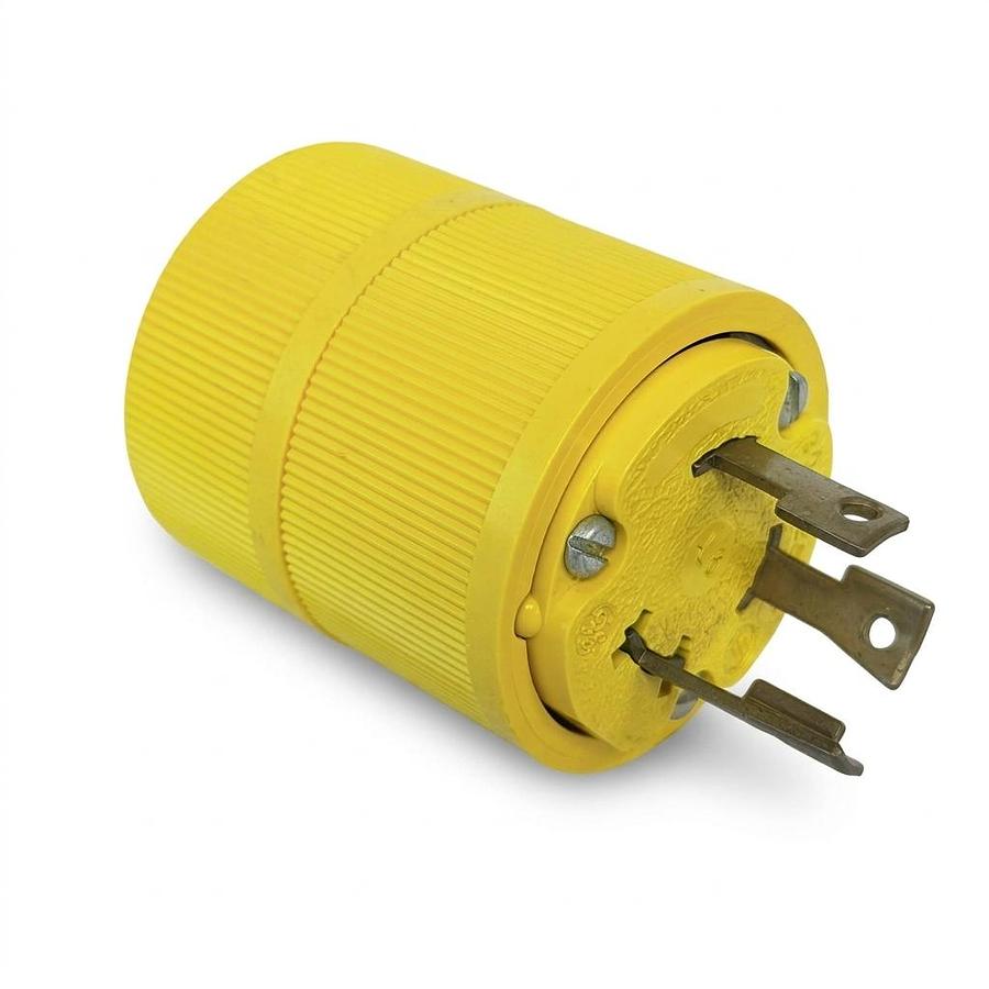 Used GENERAL ELECTRIC GE 30A 250V L6 3 POLE LOCKING PLUG CONNECTOR YELLOW EXCELLENT