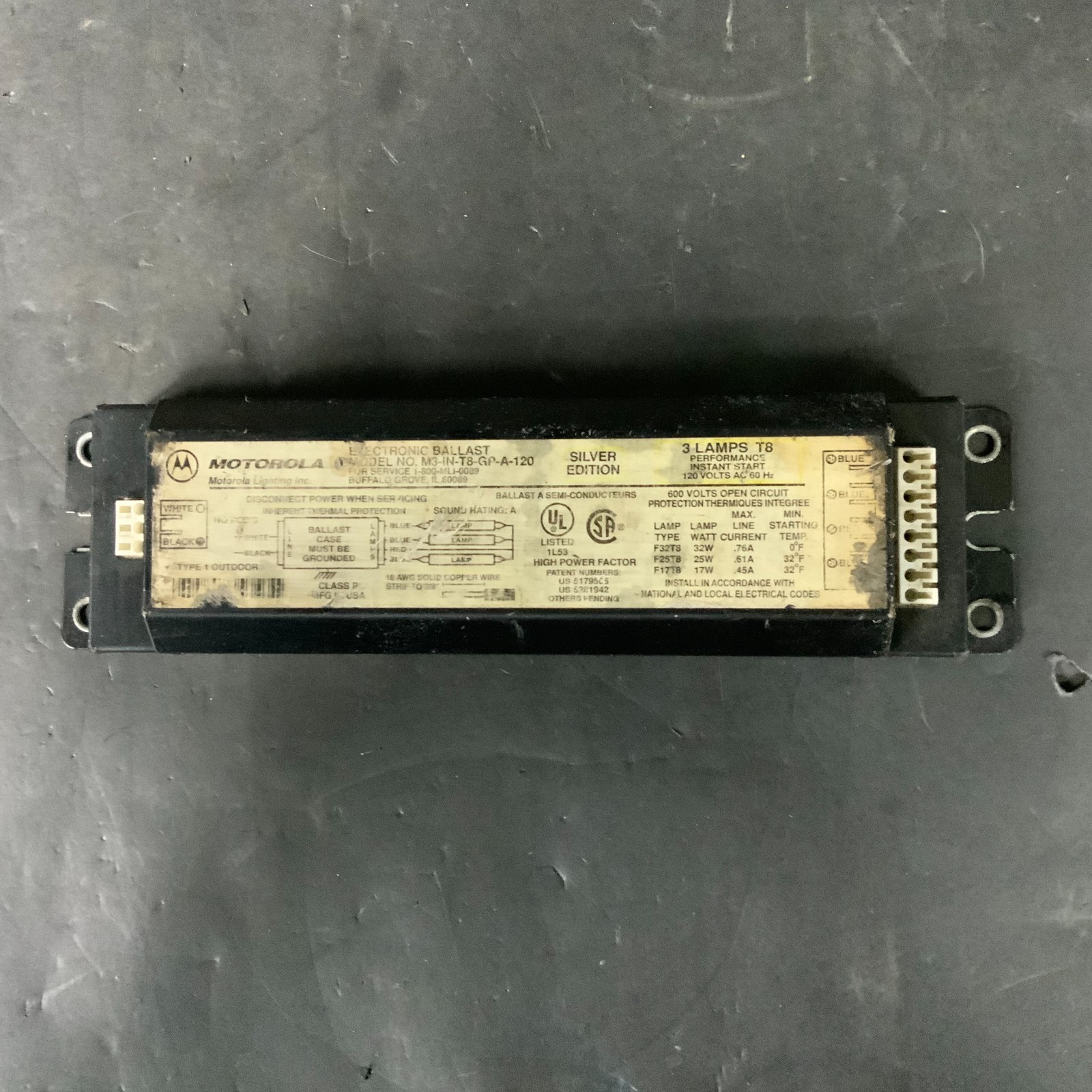 Used MOTOROLLA M3-IN-T8-GP-A-120 ELECTRONIC BALLAST ($15 OBO)