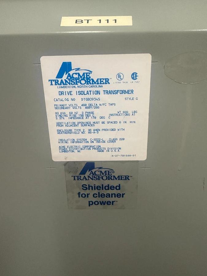 Refurbished ACME Transformer DTGB0934S 93KVA ($4,500 OBO)