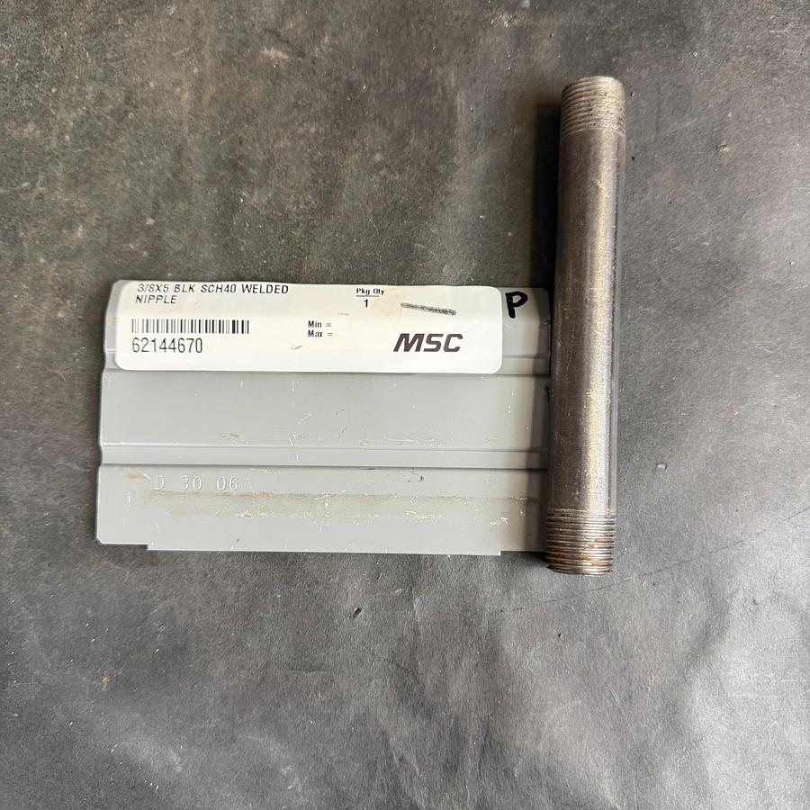 Used MSC 3/8X5 BLK SCH40 NIPPLE WELDED