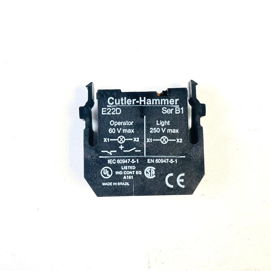 Used CUTLER HAMMER E22D SER B1 CONTACT BLOCK BA9 LAMP SELLER REFURBISHED (NO BULB)