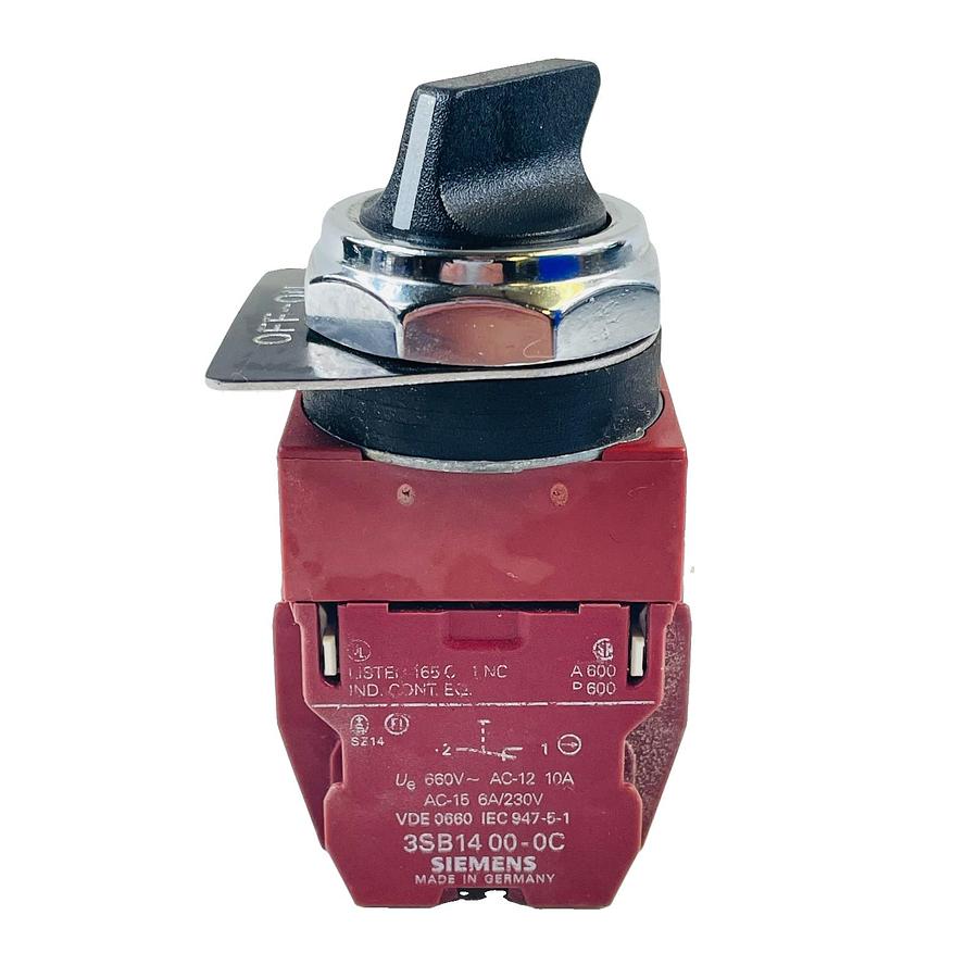 Used SIEMENS 3SB03-2MKB 2-POS SELECTOR SWITCH "OFF-ON" 22MM 2NC 2NO 3SB1400-0A/0B/0C