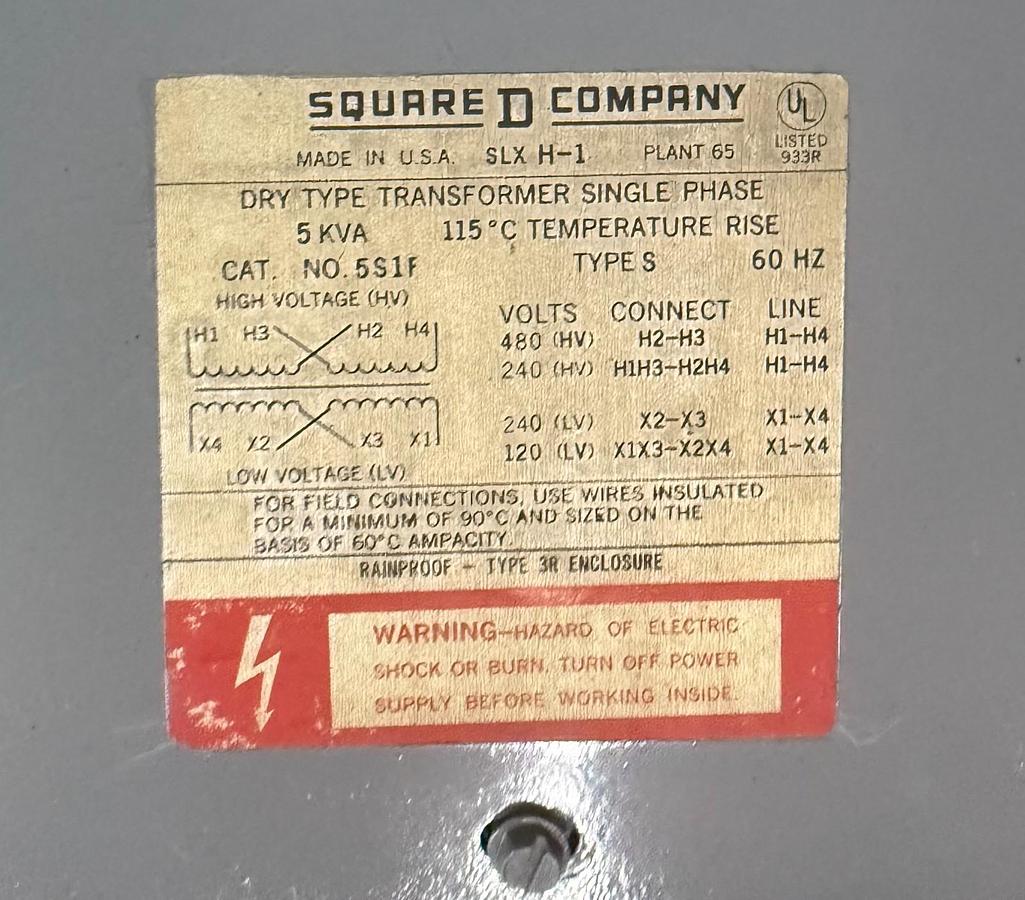 Used Square D Transformer CAT NO. 5S1F 5kVA ($175 OBO)