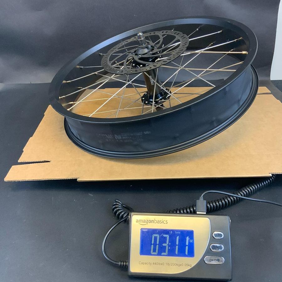 Used 20"X4-1/4 ELECTRIC BIKE FRONT WHEEL RIM WITH ROTOR | BLACK | EXCELLENT CONDITION