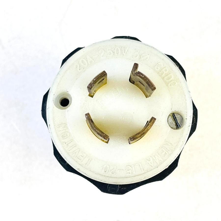 Used LEVITON 2421 TWIST LOCK MALE PLUG 20A 250V 3-PHASE 4-PRONG NEMA L15-20