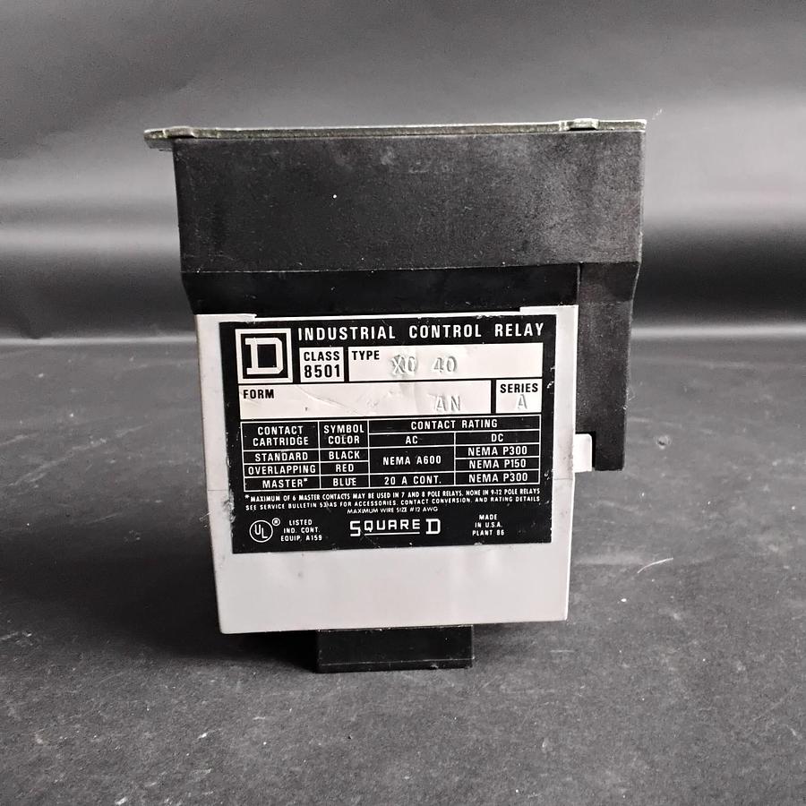 Used SQUARE D 8501X040 CONTROL RELAY ($40 OBO)