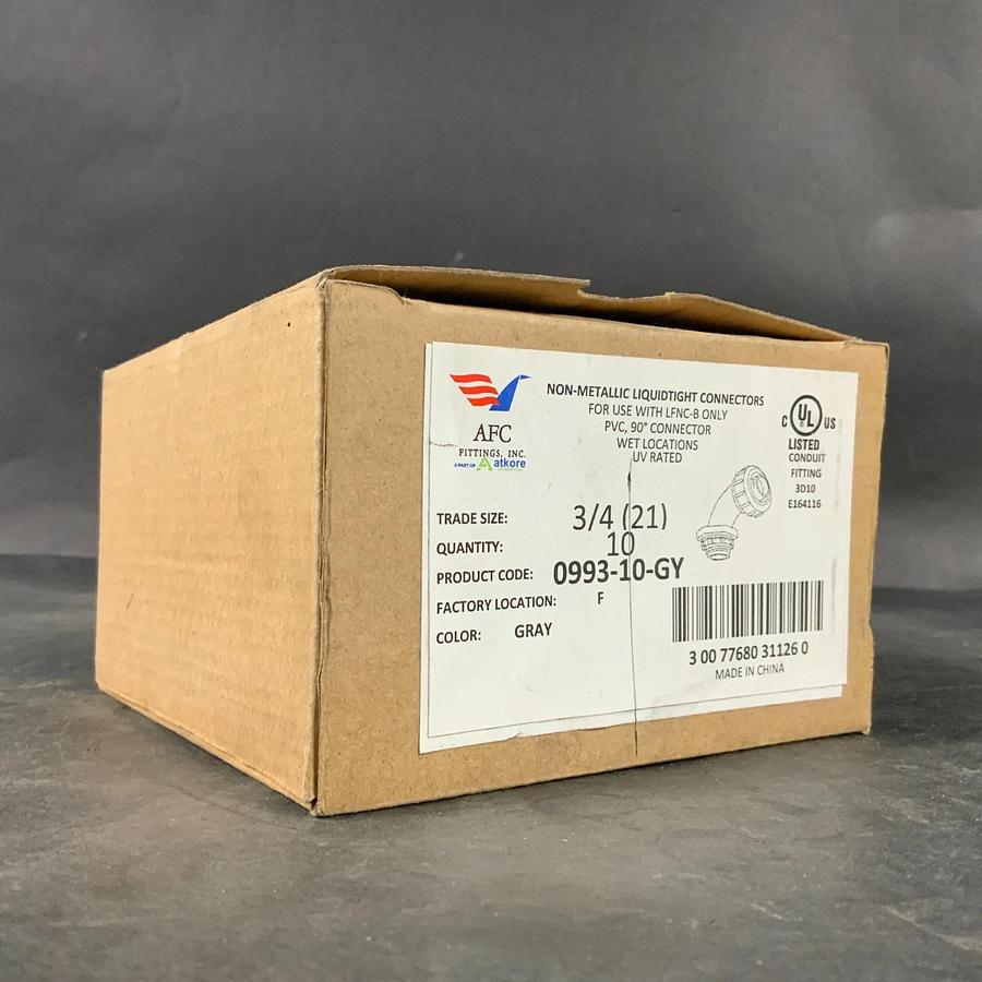 Used AFC FITTINGS 0093-10-GY 3/4” CONNECTORS ($30 OBO) - LOT OF 10