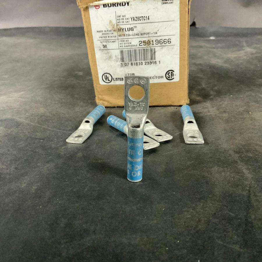 BURNDY YAZ6CTC14 HYLUG 1/4” HOLE LUG - QTY 48 ($40 OBO)