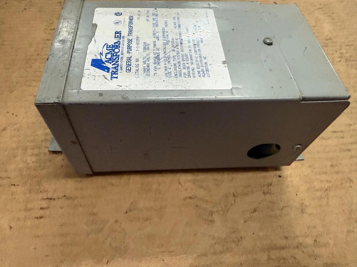 Used ACME CAT. NO. T-1-81059 Transformer - 0.75 kVA - ($75 OBO)