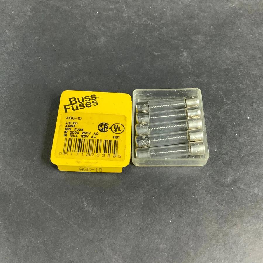Used BUSSMANN AGC-10 FUSE - SET OF 5 ($6.50)