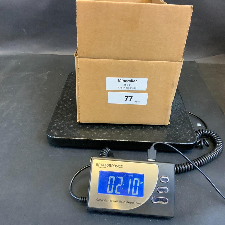 Used MINERALLAC 260 1” TWO-HOLE STRAP - BOX OF 77 ($18 OBO)
