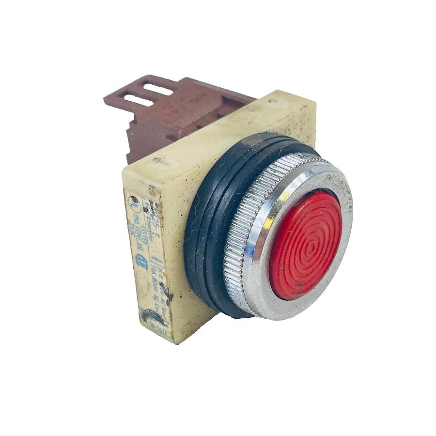 Used FUJI AH25-F 25MM RED FLUSH MOMENTARY PUSH BUTTON SWITCH 10A 600V AC REFURBISHED