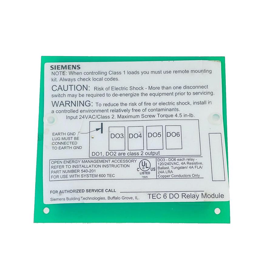Used SIEMENS 550005 TEC 6 DO RELAY MODULE HVAC BUILDING CONTROLS REFURBISHED