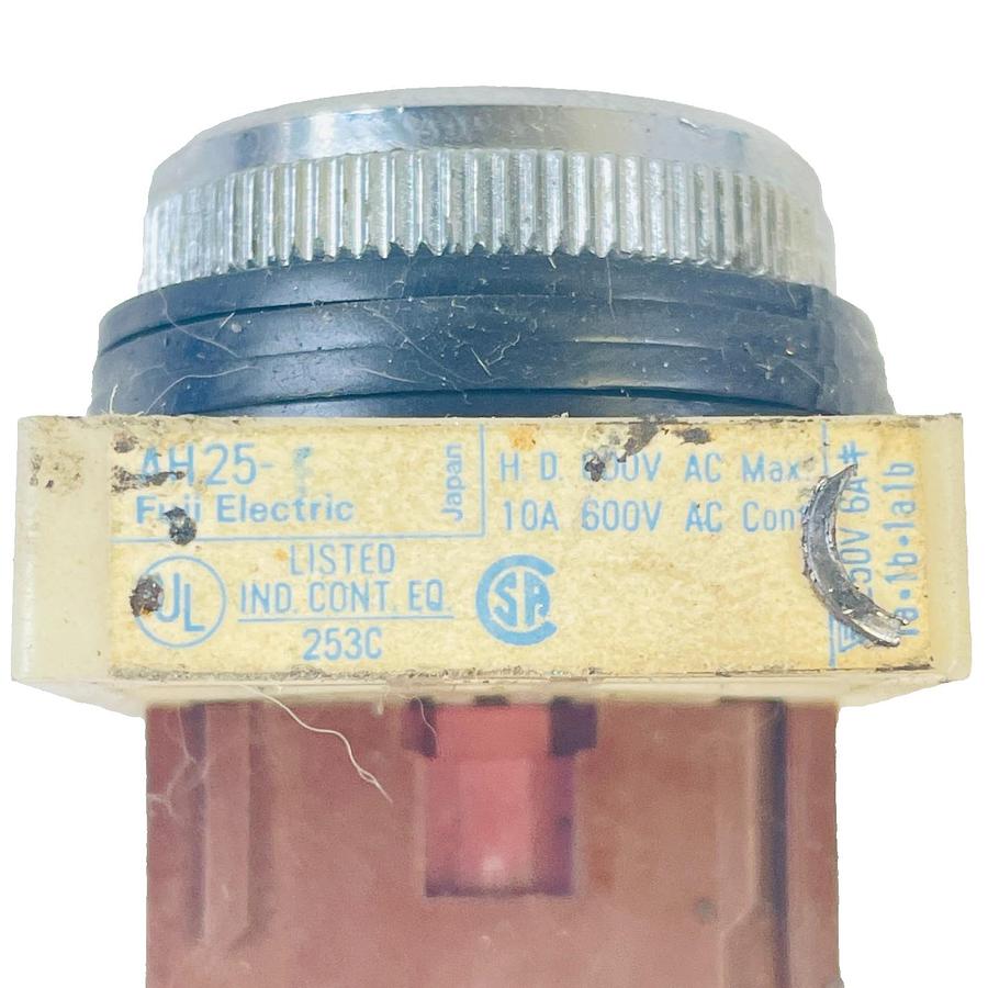 Used FUJI AH25-F 25MM RED FLUSH MOMENTARY PUSH BUTTON SWITCH 10A 600V AC REFURBISHED