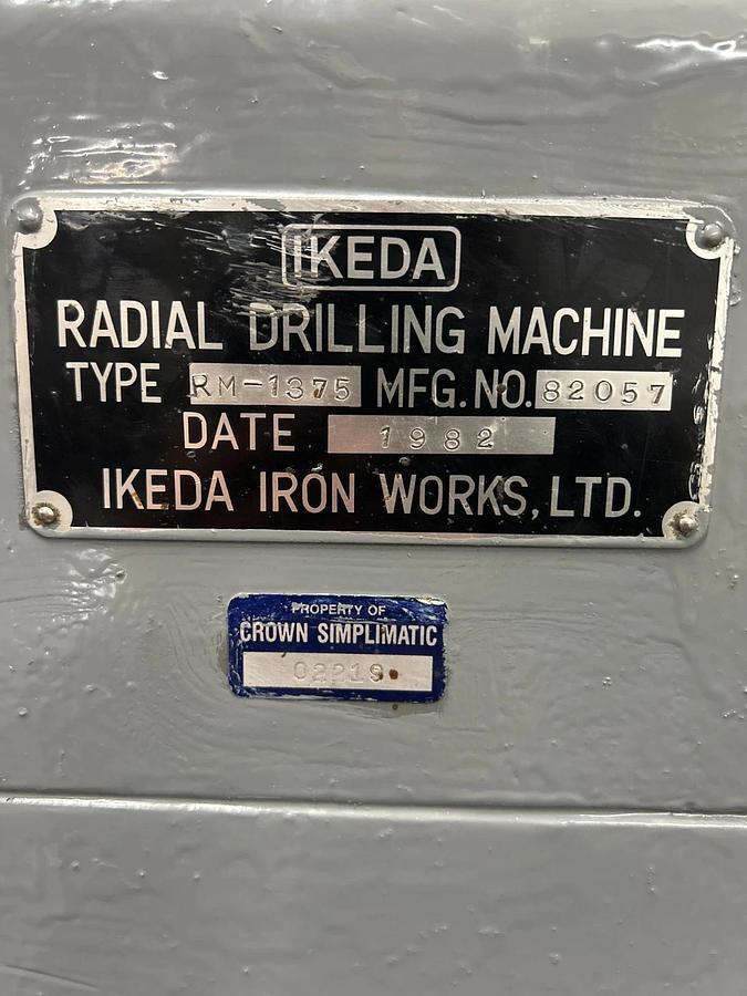 Refurbished IKEDA RM-1375 Radial Drilling Machine ($8,500 OBO) REFURBISHED 2025
