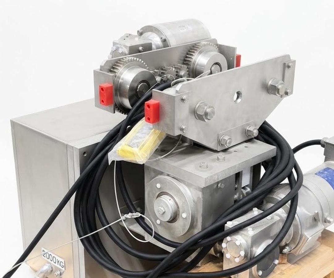 Used David Round SSECH-4.4K-12-MT 2000kg Stainless Electric Chain Hoist Trolley 480V