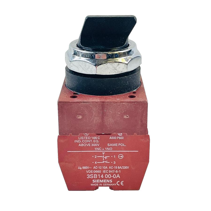 Used SIEMENS P30S3MKB5 3-POS SELECTOR SWITCH 22MM 3NO 1NC 3SB1400-0A 3SB1400-0G