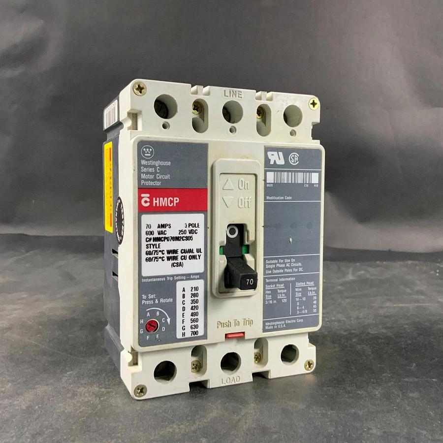 Used WESTINGHOUSE HMCP070M2CS05 SERIES C MOTOR CIRCUIT PROTECTOR ($270 OBO)