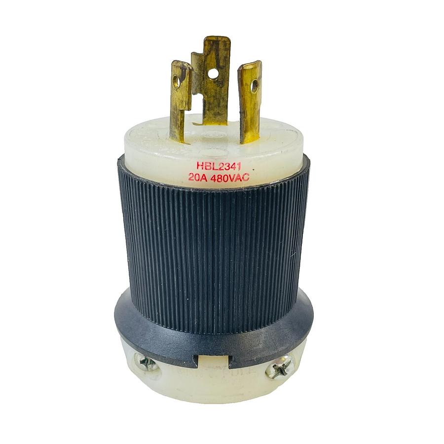 Used HUBBELL HBL2341 TWIST LOCK MALE PLUG 20A 480VAC REFURBISHED EXCELLENT