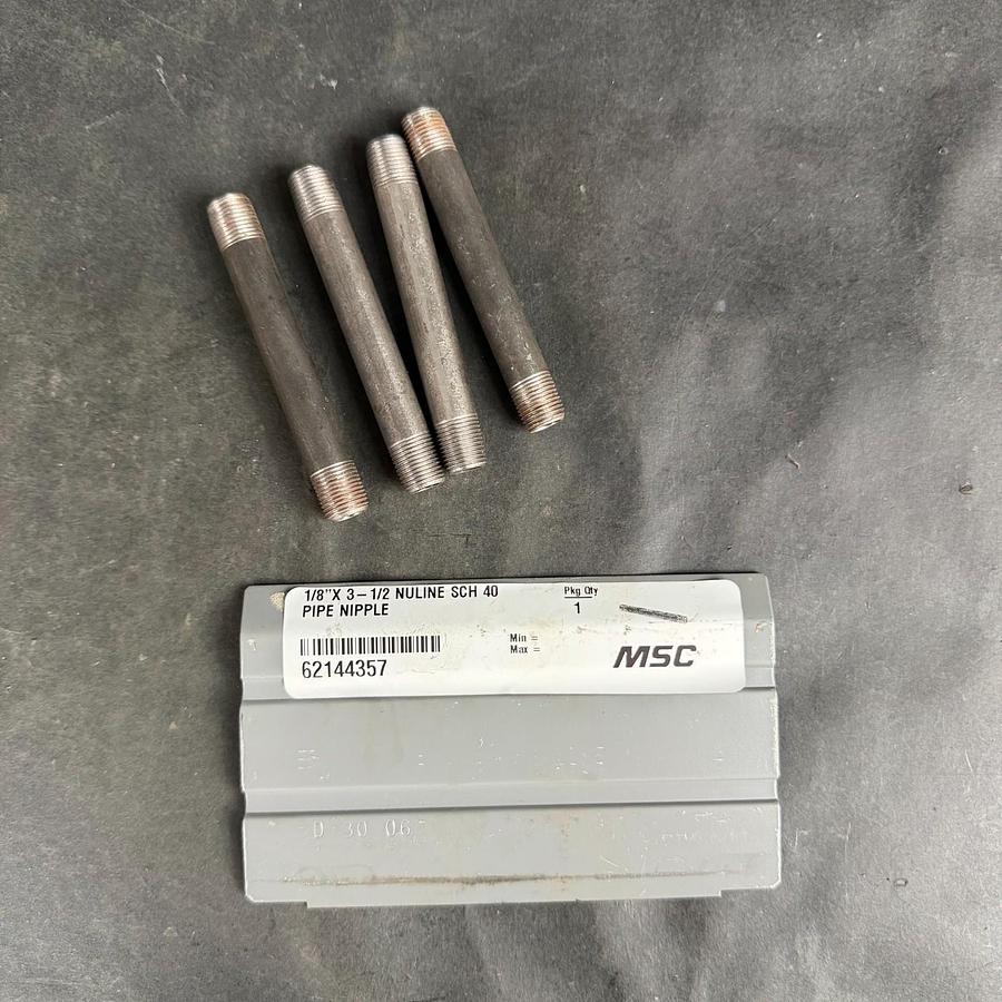 Used MSC 1/8”x3-1/2 PIPE NIPPLE - SET OF 4
